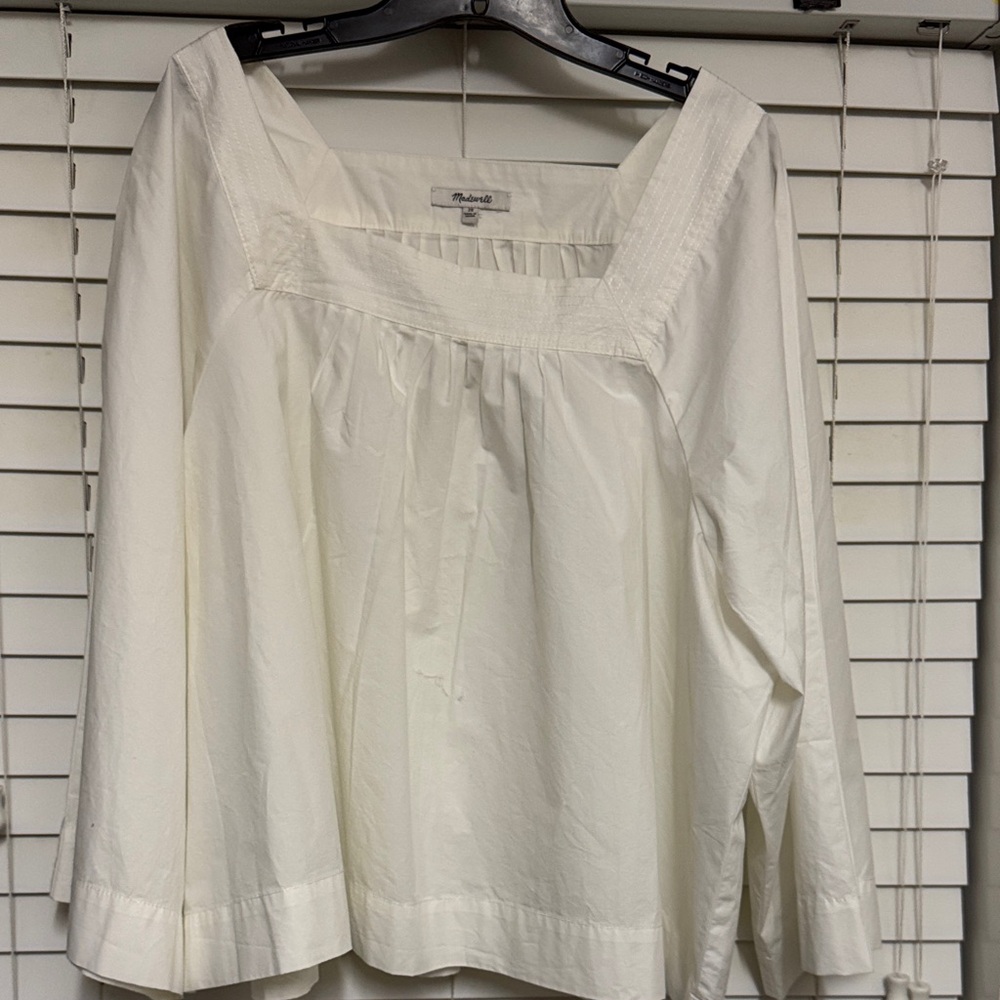 Madewell White Square Neck Blouse